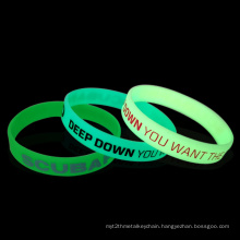 Wholesale Custom Fluorescent Glowing Reflective Silicone Bracelet Wristband